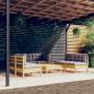 Preview: ARDEBO.de - 7-tlg. Garten-Lounge-Set mit Grauen Kissen Kiefer Massivholz