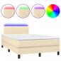 Preview: Boxspringbett mit Matratze & LED Creme 120x200 cm Stoff