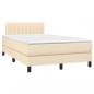 Preview: Boxspringbett mit Matratze & LED Creme 120x200 cm Stoff