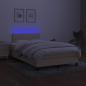 Preview: Boxspringbett mit Matratze & LED Creme 120x200 cm Stoff