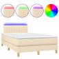 Preview: Boxspringbett mit Matratze & LED Creme 120x200 cm Stoff