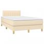 Preview: Boxspringbett mit Matratze & LED Creme 120x200 cm Stoff