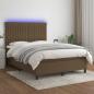 Preview: ARDEBO.de - Boxspringbett mit Matratze & LED Dunkelbraun 140x200 cm Stoff