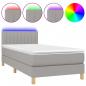 Preview: Boxspringbett mit Matratze & LED Hellgrau 90x190 cm Stoff