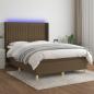 Preview: ARDEBO.de - Boxspringbett mit Matratze & LED Dunkelbraun 140x200 cm Stoff