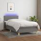 Preview: ARDEBO.de - Boxspringbett mit Matratze & LED Dunkelgrau 80x200 cm Stoff