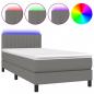 Preview: Boxspringbett mit Matratze & LED Dunkelgrau 90x190 cm Stoff