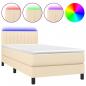 Preview: Boxspringbett mit Matratze & LED Creme 90x200 cm Stoff