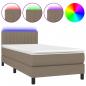 Preview: Boxspringbett mit Matratze & LED Taupe 90x200 cm Stoff