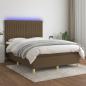 Preview: ARDEBO.de - Boxspringbett mit Matratze & LED Dunkelbraun 140x200 cm Stoff