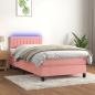 Preview: ARDEBO.de - Boxspringbett mit Matratze & LED Rosa 90x190 cm Samt