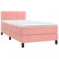 Preview: Boxspringbett mit Matratze & LED Rosa 90x190 cm Samt