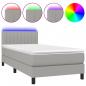 Preview: Boxspringbett mit Matratze & LED Hellgrau 90x200 cm Stoff