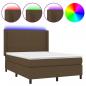 Preview: Boxspringbett mit Matratze & LED Dunkelbraun 140x200 cm Stoff