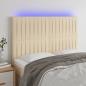 Preview: ARDEBO.de - LED Kopfteil Creme 144x5x118/128 cm Stoff