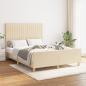 Preview: ARDEBO.de - Bettgestell mit Kopfteil Creme 140x190 cm Stoff