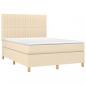 Preview: Boxspringbett mit Matratze & LED Creme 140x200 cm Stoff