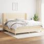 Preview: ARDEBO.de - Boxspringbett mit Matratze Creme 200x200 cm Stoff