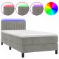 Preview: Boxspringbett mit Matratze & LED Hellgrau 90x200 cm Samt