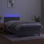 Preview: Boxspringbett mit Matratze & LED Hellgrau 90x200 cm Samt