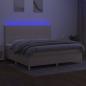 Preview: Boxspringbett mit Matratze & LED Creme 200x200 cm Stoff