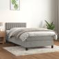 Preview: ARDEBO.de - Boxspringbett mit Matratze Hellgrau 90x200 cm Samt