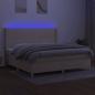 Preview: Boxspringbett mit Matratze & LED Creme 200x200 cm Stoff