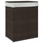 Preview: Wäschekorb mit Deckel Dunkelbraun 46x33x60 cm Poly Rattan