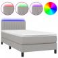 Preview: Boxspringbett mit Matratze & LED Hellgrau 80x200 cm Stoff