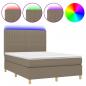 Preview: Boxspringbett mit Matratze & LED Taupe 140x200 cm Stoff