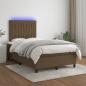 Preview: ARDEBO.de - Boxspringbett mit Matratze & LED Dunkelbraun 120x200 cm Stoff