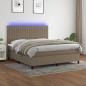 Preview: ARDEBO.de - Boxspringbett mit Matratze & LED Taupe 160x200 cm Stoff