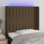 Preview: ARDEBO.de - LED Kopfteil Dunkelbraun 83x16x118/128 cm Stoff