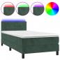 Preview: Boxspringbett mit Matratze & LED Dunkelgrün 100x200 cm Samt