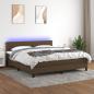 Preview: ARDEBO.de - Boxspringbett mit Matratze & LED Dunkelbraun 160x200 cm Stoff