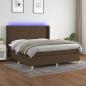 Preview: ARDEBO.de - Boxspringbett mit Matratze & LED Dunkelbraun 180x200 cm Stoff