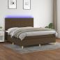 Preview: ARDEBO.de - Boxspringbett mit Matratze & LED Dunkelbraun 180x200 cm Stoff