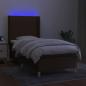 Preview: Boxspringbett mit Matratze & LED Dunkelbraun 90x200 cm Stoff