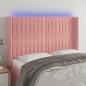 Preview: ARDEBO.de - LED Kopfteil Rosa 147x16x118/128 cm Samt