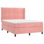 Preview: Boxspringbett mit Matratze & LED Rosa 140x190 cm Samt