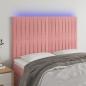 Preview: ARDEBO.de - LED Kopfteil Rosa 144x5x118/128 cm Samt