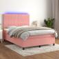 Preview: ARDEBO.de - Boxspringbett mit Matratze & LED Rosa 140x190 cm Samt