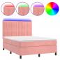 Preview: Boxspringbett mit Matratze & LED Rosa 140x190 cm Samt