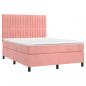 Preview: Boxspringbett mit Matratze & LED Rosa 140x190 cm Samt