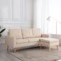 Preview: ARDEBO.de - 3-Sitzer-Sofa mit Hocker Creme Stoff