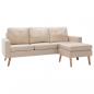 Preview: 3-Sitzer-Sofa mit Hocker Creme Stoff