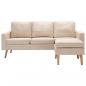 Preview: 3-Sitzer-Sofa mit Hocker Creme Stoff