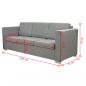 Preview: 3-Sitzer-Sofa Stoff Hellgrau