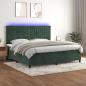 Preview: ARDEBO.de - Boxspringbett mit Matratze & LED Dunkelgrün 200x200 cm Samt