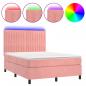 Preview: Boxspringbett mit Matratze & LED Rosa 140x200 cm Samt